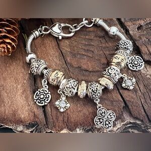 Brighton Two Tone Charm Bracelet Fine Silver Plated Gold Chain .999 Mandala
